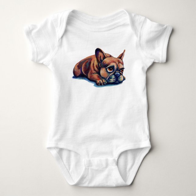 Frenchie Pup Baby Bodysuit (Front)