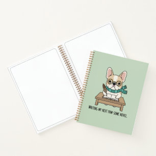 Frenchie Puppy Author Doodle Green Sketchbook Notebook