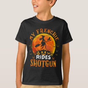 Frenchie Rides Shotgun French Bulldog Lover Hallow T-Shirt