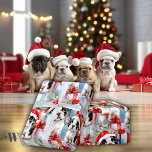 Frenchie Santa Squad Christmas Gift Wrapping Paper<br><div class="desc">Join the Frenchie Santa Squad and wrap your gifts in paw-some style! Our holiday gift wrapping paper features adorable French Bulldog puppies donning Santa hats,  adding an extra dose of cuteness to your Christmas presents. Spread joy and Frenchie love this holiday season!</div>