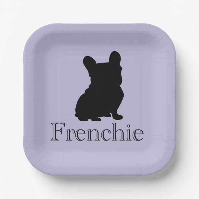 Frenchie silhouette paper plate (Front)
