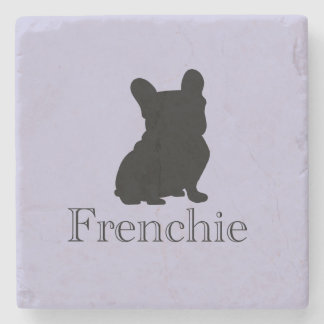 Frenchie silhouette stone coaster
