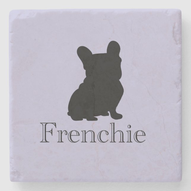 Frenchie silhouette stone coaster (Front)
