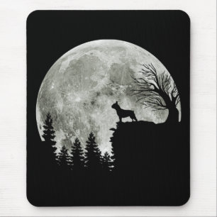 Frenchie Standing On Mountain Moonlight Halloween Mouse Pad