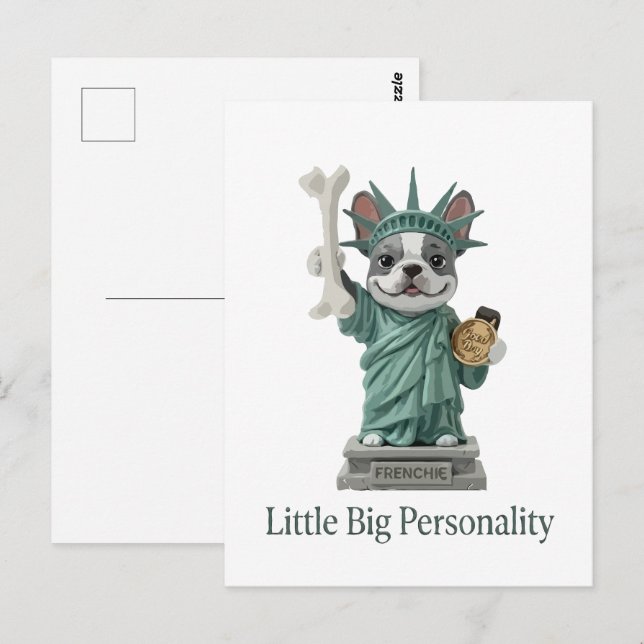 Frenchie Statue of Liberty Dog Lover Postcard (Front/Back)