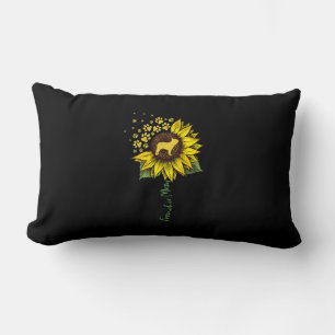Frenchie Sunflower Mum French Bulldog Lover Gift Lumbar Cushion