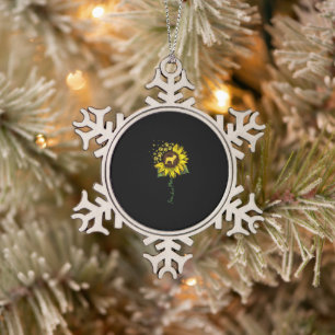 Frenchie Sunflower Mum French Bulldog Lover Gift Snowflake Pewter Christmas Ornament