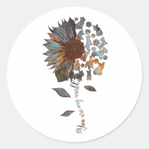 Frenchie Sunflower You Are My World Dog Lovers Classic Round Sticker