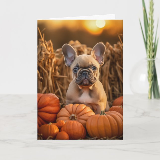 Frenchie Thanksgiving Holiday Card (Front)