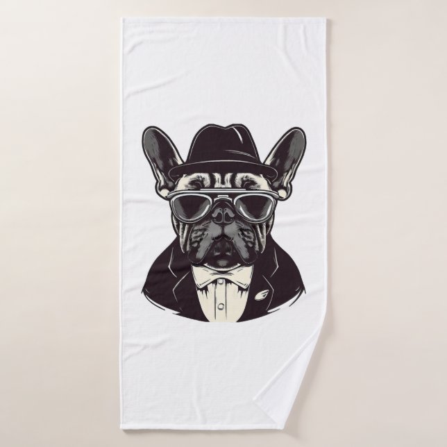 Frenchie The Gangster Bath Towel (Bath Towel)