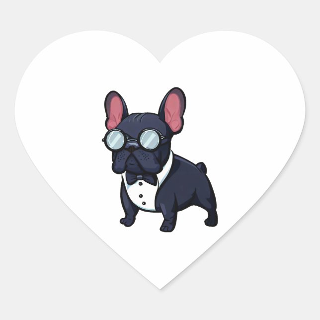 Frenchie The Gentlemen  Heart Sticker (Front)