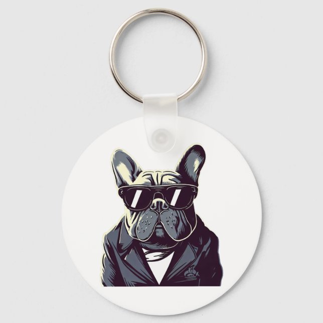 Frenchie The Party Man Key Ring (Front)