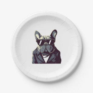 Frenchie The Party Man Paper Plate