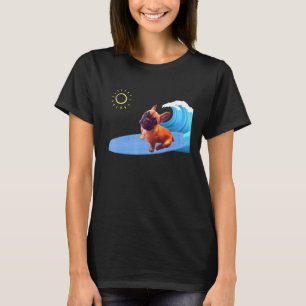 Frenchie The Surfer French Bulldog Pup On A Surfbo T-Shirt