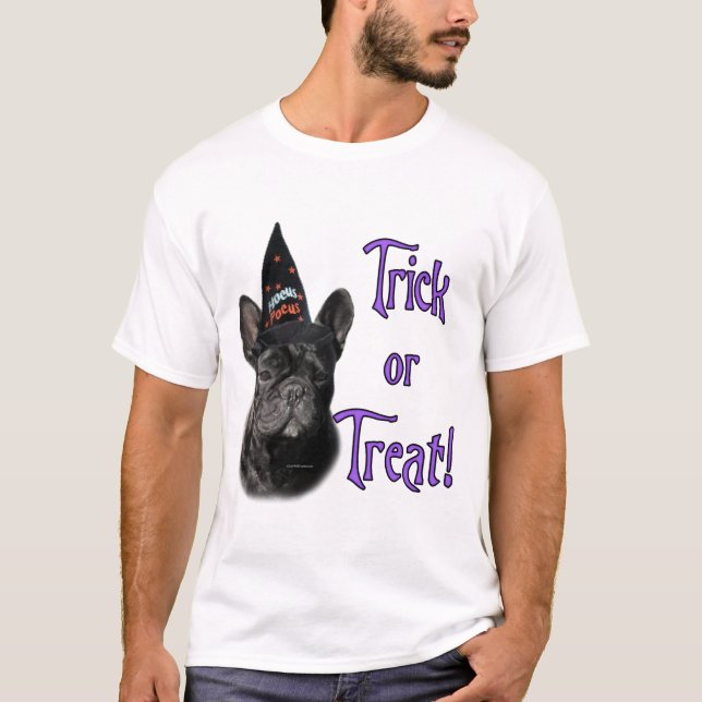 Frenchie Trick or Treat t-shirt (Front)