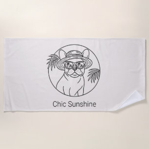 Frenchie Tropical Beach Towel