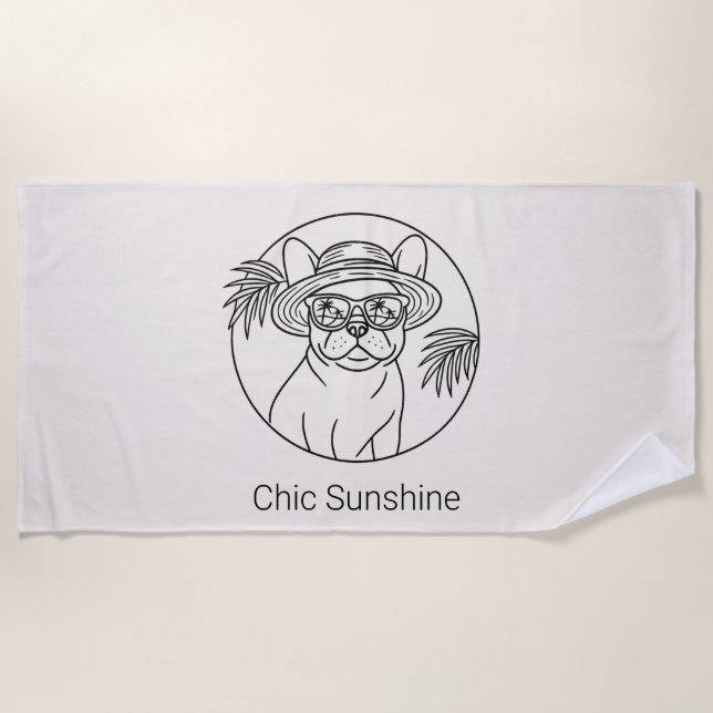 Frenchie Tropical Beach Towel ☀️🐾 (Front)