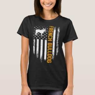 Frenchie Vintage Usa French Bulldog American Flag T-Shirt