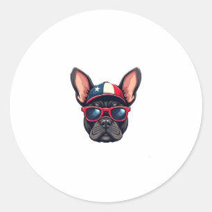Frenchie Wearing USA Colors (5) Classic Round Sticker