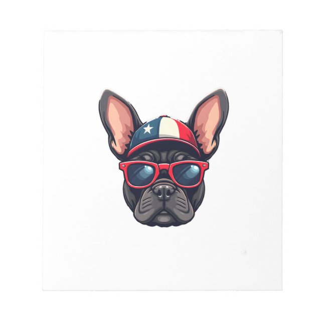 Frenchie Wearing USA Colours (5) Notepad (Front)