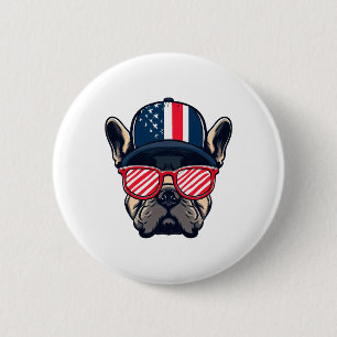 Frenchie Wearing USA Colours 6 Cm Round Badge