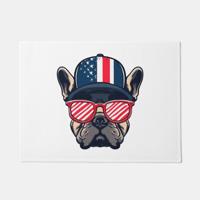 Frenchie Wearing USA Colours Doormat (Front)