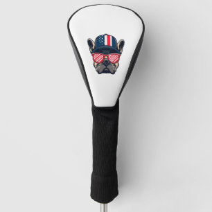 Frenchie Wearing USA Colours Golf Head Cover