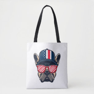 Frenchie Wearing USA Colours Tote Bag
