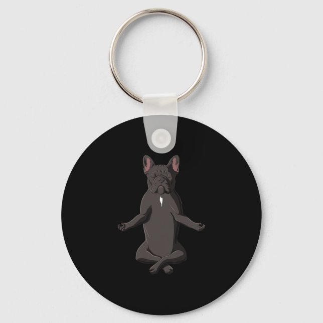 Frenchie Yoga Dog French Bulldog  Key Ring (Front)