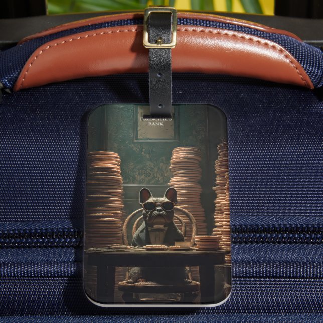  Frenchie's Bank: Biscuit Baron Art Print Luggage Tag (Front Insitu 2)