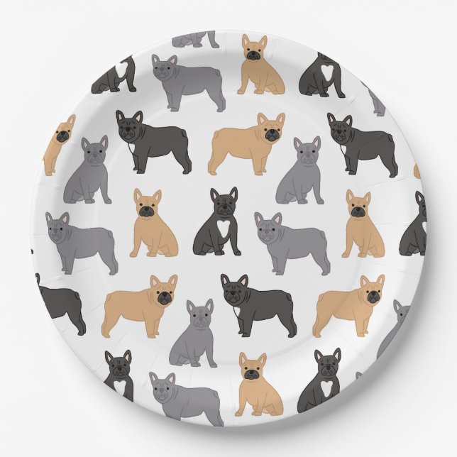 Frenchies French Bulldog - Pick Your Colour! Paper Plate (Front)