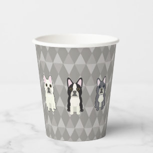 Frenchies Gray Diamonds Paper Cups