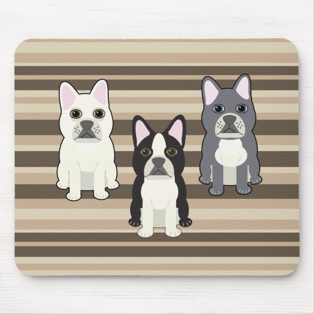 Frenchies Neutral Striped Mouse Pad (Front)