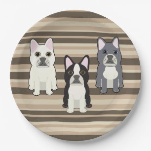 Frenchies Neutral Striped Paper Plate