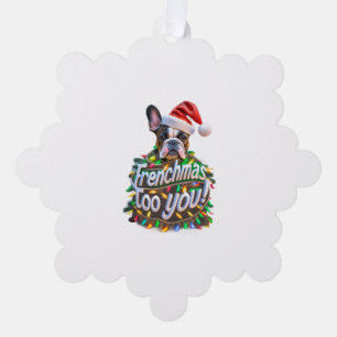 Frenchmas too you Bulldog Dog Tree Christmas Light Decoration Card