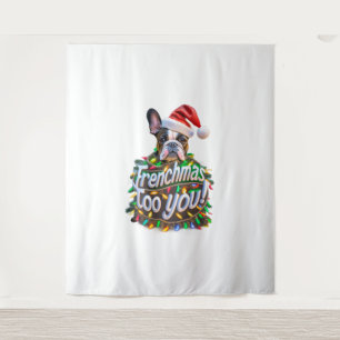 Frenchmas too you Bulldog Dog Tree Christmas Light Tapestry