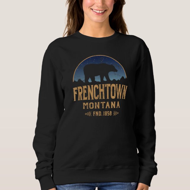 Frenchtown Montana MT Big Sky Country Bear & Mount Sweatshirt (Front)