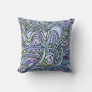 Frenetic Energy-Modern Geometric Watercolor Art Cushion
