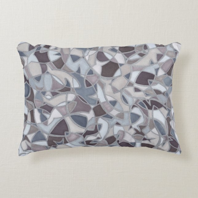 Frenzied Fish Abstract Art Accent Pillow (Front)