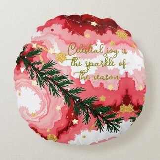 Frequency Abstract Christmas Festive Sovereignty  Round Cushion