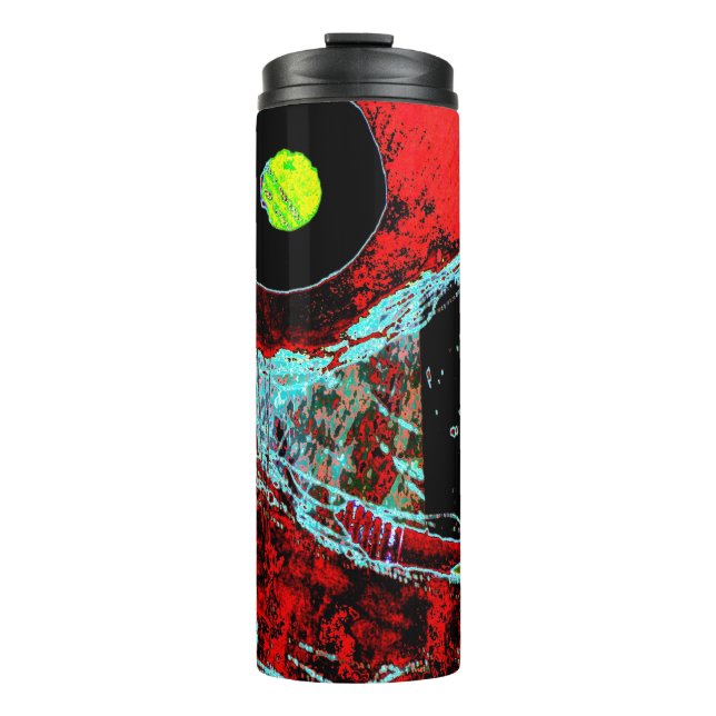 Frequency Serpent – Abstract Energy Compact Mirror Thermal Tumbler (Front)