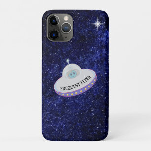 Frequent flyer alien & flying saucer on navy blue Case-Mate iPhone case