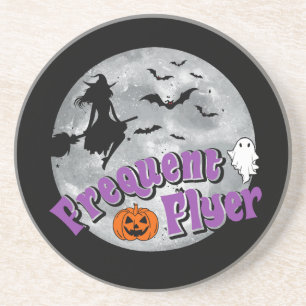Frequent Flyer Halloween Witch Riding Broomstick Coaster