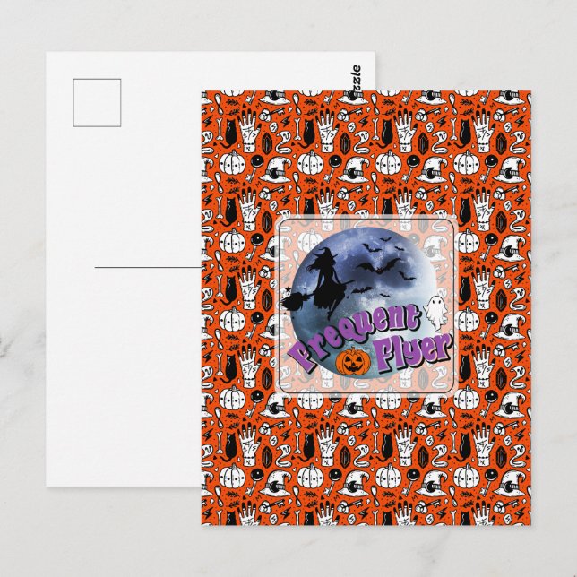Frequent Flyer Halloween Witch Riding Broomstick  Postcard (Front/Back)