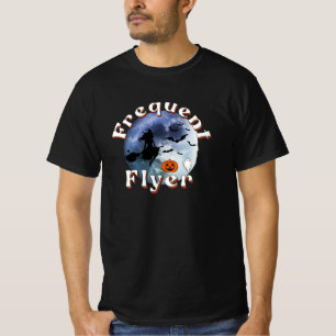 Frequent Flyer Halloween Witch Riding Broomstick T-Shirt