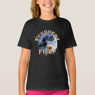 Frequent Flyer Halloween Witch Riding Broomstick T-Shirt