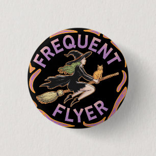 Frequent Flyer Witch A Funny Halloween Take 3 Cm Round Badge
