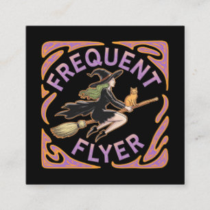 Frequent Flyer Witch A Funny Halloween Take Square Business Card