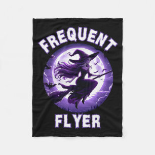 Frequent Flyer Witch, Funny Halloween Witch Costum Fleece Blanket