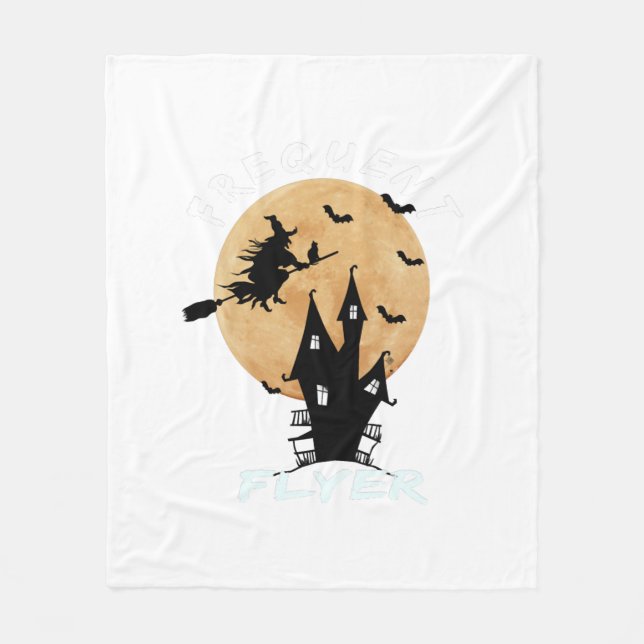 Frequent Flyer Witch Halloween T-Shirt Perfect Fleece Blanket (Front)
